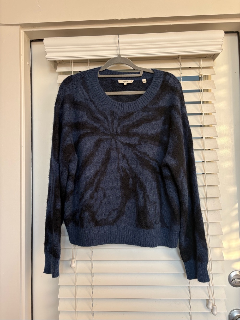 Vince Navy Tie-Dye Crewneck Sweater